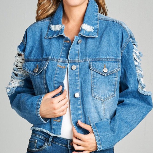 upstyleboutique Jackets & Blazers - ❗️One Left❗️NWT Distressed Denim Jean Jacket
